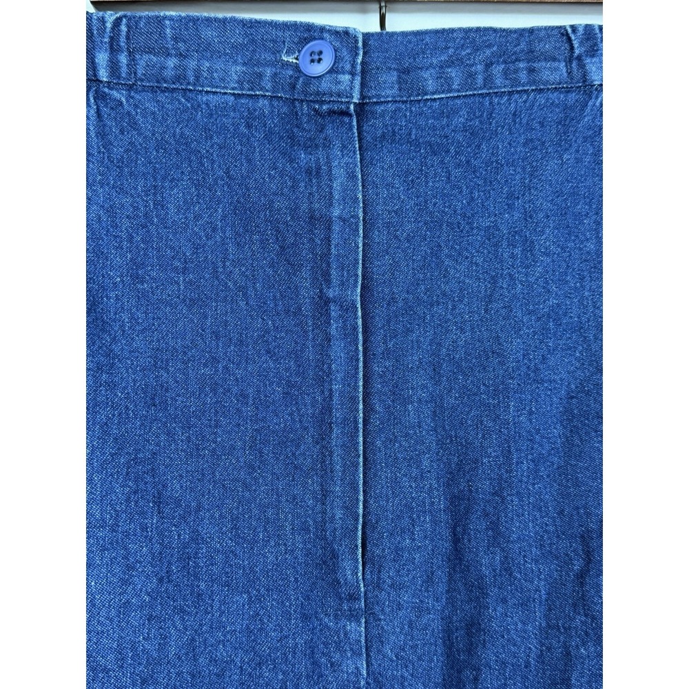On The‎ Verge Vintage Denim Maxi Skirt Embroidered Floral Boho Cottagecore M USA - Picture 6 of 10